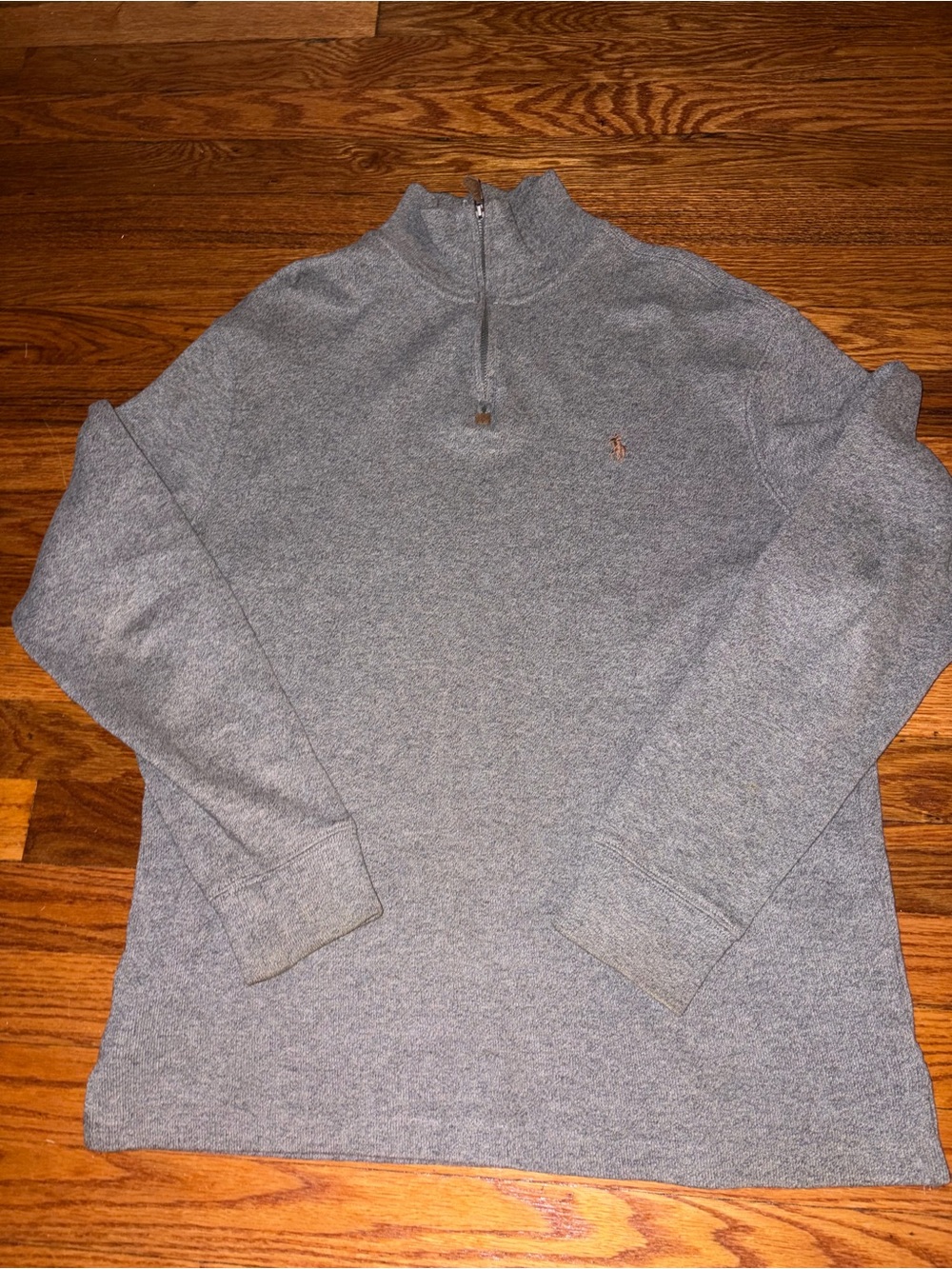 Polo Ralph Lauren 1/4 Zip Pony Mock Neck Pullover Sweater Gray Mens Small